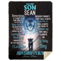 Personalize Name Blanket | To My Son Blue Lion | From Mom