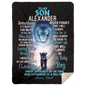 Personalize Name Blanket | To My Son Blue Lion Blanket | From Dad