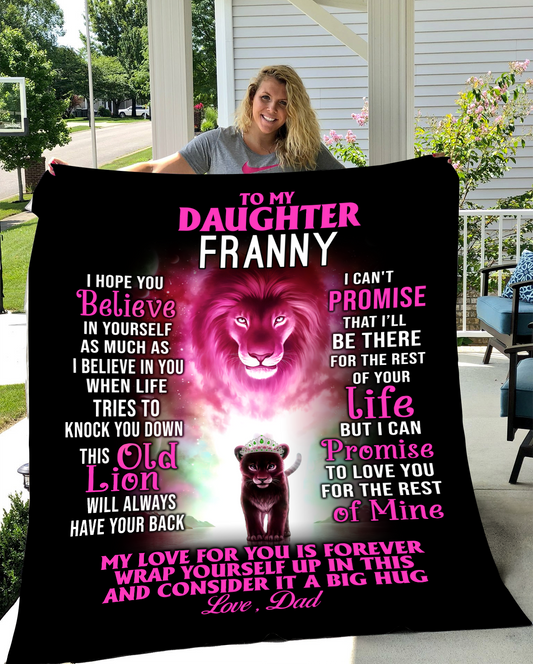 Personalize Name Blanket | To My Daughter Pink Lion | From Dad
