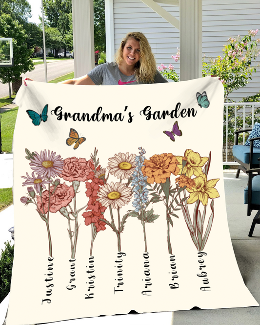 Grandma's Garden Of Love Blanket Gift | Gift for Grandma