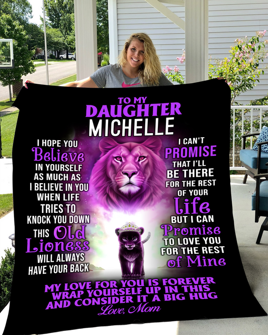 Personalize Name Blanket | To My Daughter Purple Lioness | From Mom