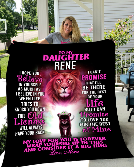 Personalize Name Blanket | To My Daughter Pink Lioness | From Mom