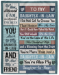 To My Daughter-In-Law | Daughter-In-Heart Blanket