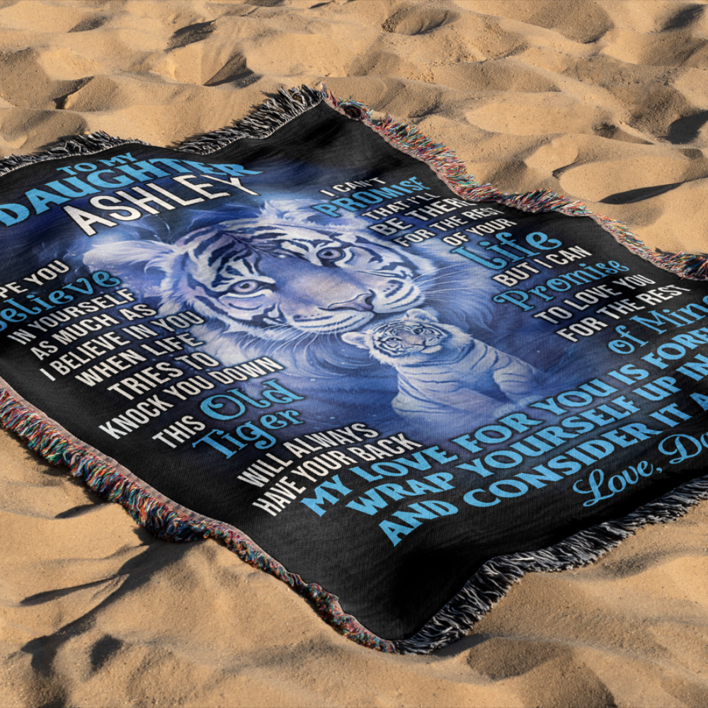 Lion Woven Tapestry Blanket | Personalized Name Blanket Gift