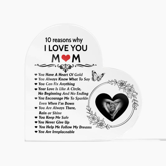 10 reasons why I LOVE YOU MOM | Acrylic Plaque Night Light Gift | Gift For Mom
