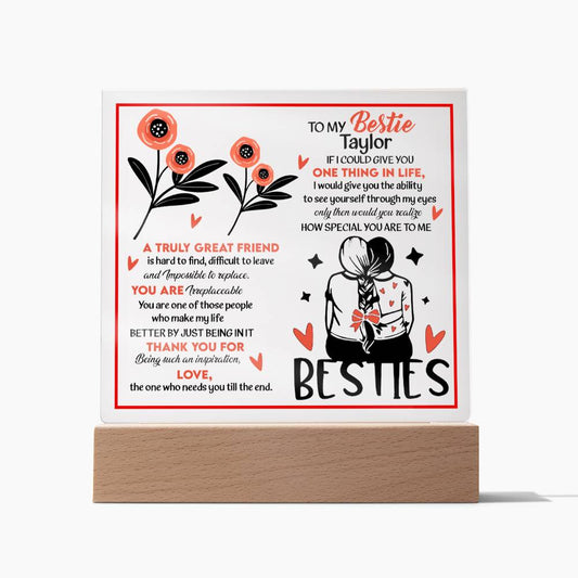 Personalize To My Bestie Gift | Acrylic Plaque Custom Night Light Gift | Gift for Best Friend