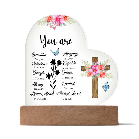 "You Are" Bible Verse Acrylic Plaque Night Light Gift