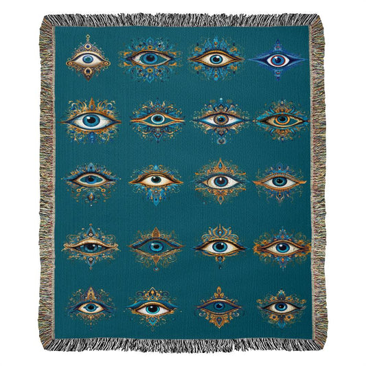 Evil Eye Woven Throw Blanket | Evil Eye Pattern Tapestry Throw Blanket