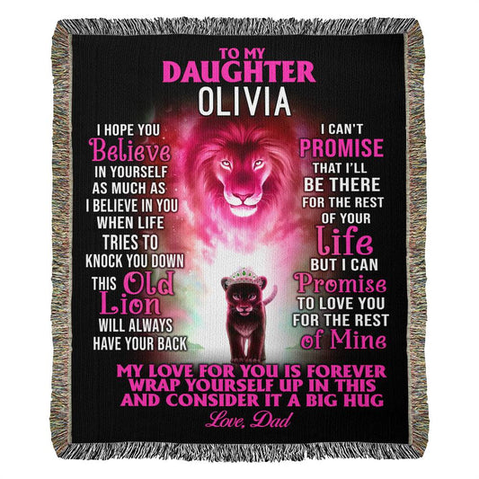 Lion Woven Tapestry Blanket | Personalized Name Blanket Gift