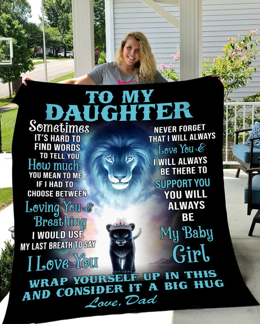 To My Daughter Crown Lion Blanket | From Dad
