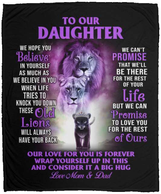 To Our Daughter Purple Lion Blanket | From Mom and Dad
