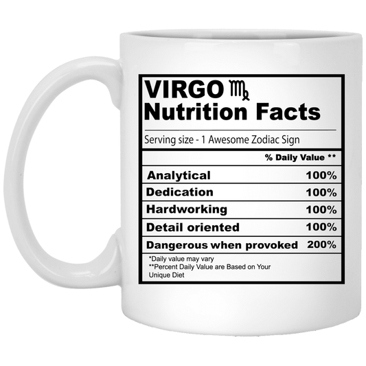 Virgo Nutrition Facts 11 oz. White Mug☕