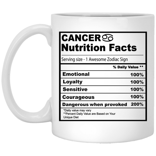 Cancer Nutrition Facts 11 oz. White Mug☕