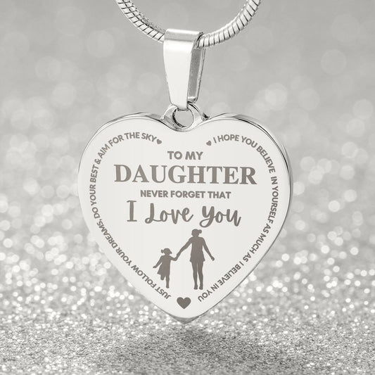 To My Daughter | Engraved Heart Necklace | Gift For Daughter From Mom