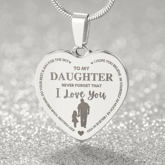 To My Daughter | Engraved Heart Necklace | Gift For Daughter From Dad