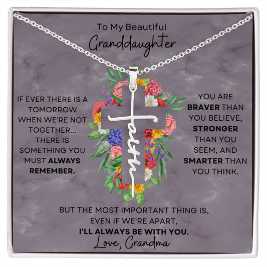 To My Beautiful Granddaughter | Faith Cross Necklace | Gift for Granddaughter From Grandma