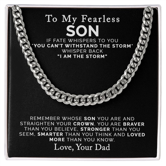 To My Fearless Son | From Dad | Cuban Link Chain | Gift For Son