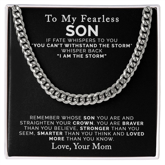 To My Fearless Son | From Mom | Cuban Link Chain | Gift For Son