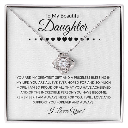 To My Beautiful Daughter | Love Knot Necklace | Gift For Daughter