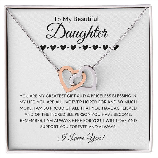 To My Daughter | Interlocking Hearts Necklace | Gift For Daughter