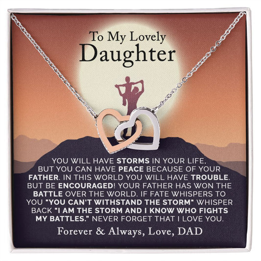 To My Lovely Daughter | From Dad | Interlocking Hearts Necklace | Gift For Daughter