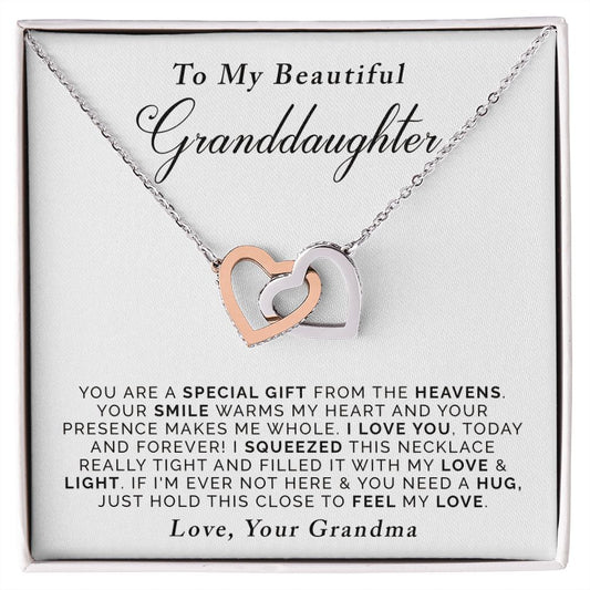 To My Beautiful Granddaughter | Interlocking Hearts Necklace | Gift For Granddaughter