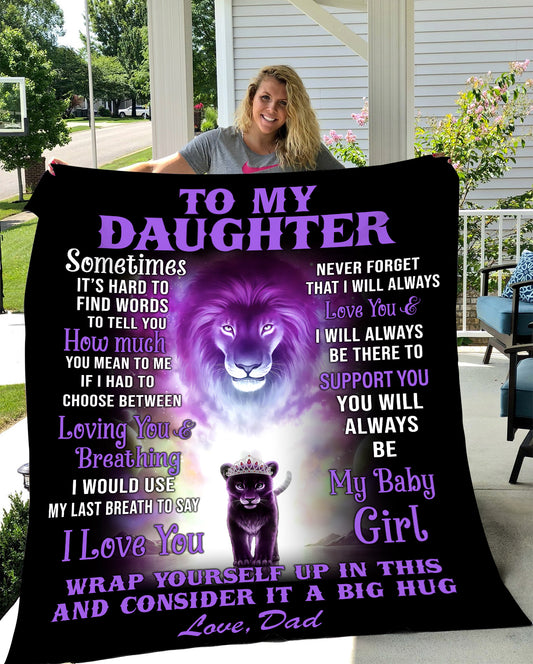 To My Daughter Purple Crown Lion Blanket | From Dad