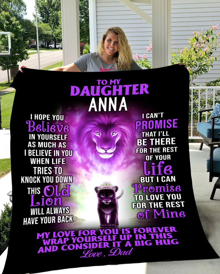 Personalize Name Blanket To My Daughter Purple Lion From Dad Our Forever Gifts