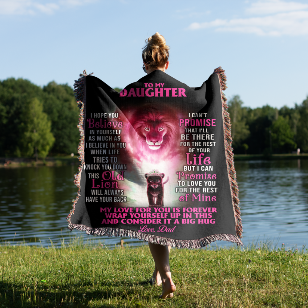 Lion Woven Tapestry Blanket | Personalized Name Blanket Gift