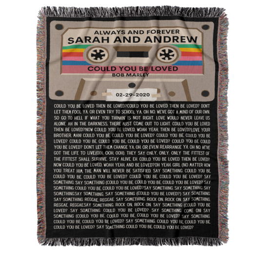Custom Personalized Couple Mixtape Woven Throw Blanket