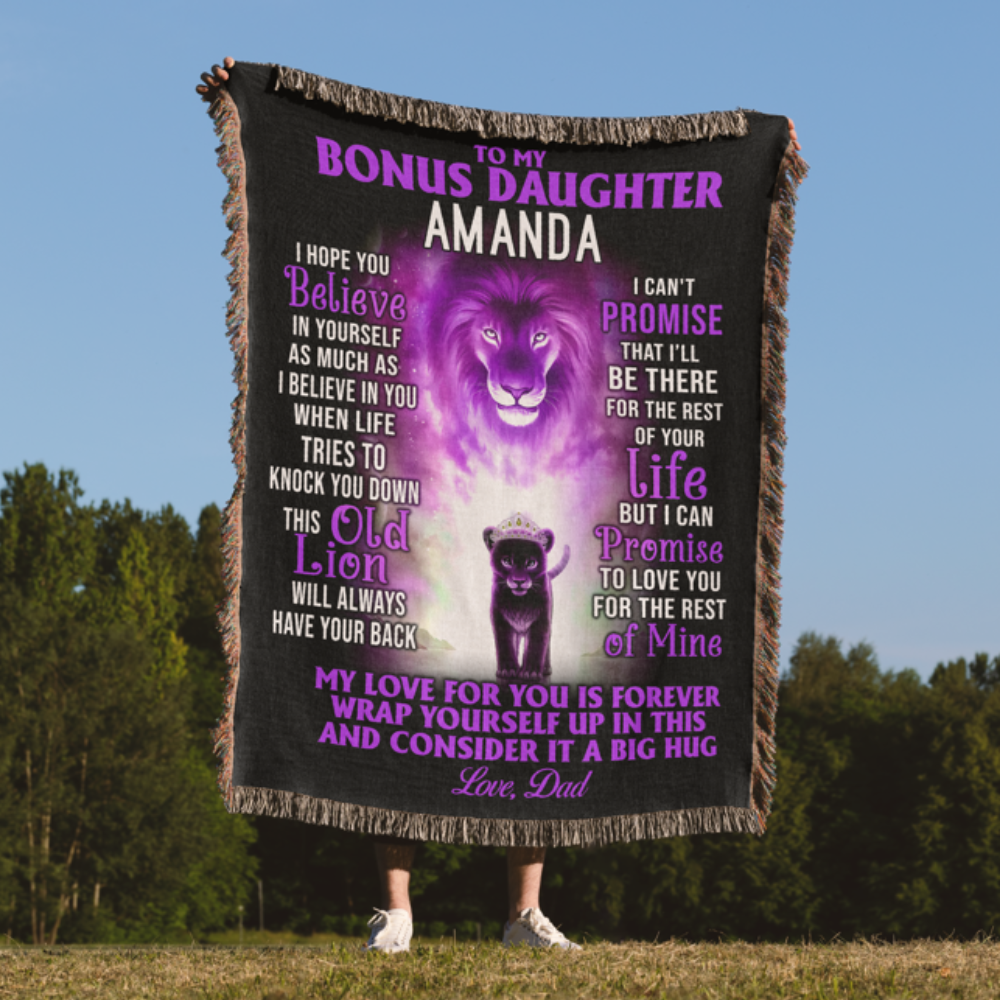 Lion Woven Tapestry Blanket | Personalized Name Blanket Gift