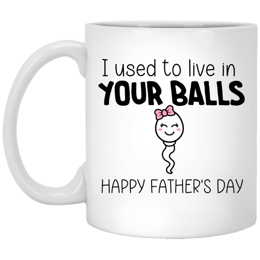 I Used To Live In Your Balls Mug | 11 oz. White Mug