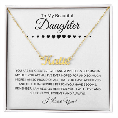 To My Beautiful Daughter | Custom Name Necklace | Gift For Daughter