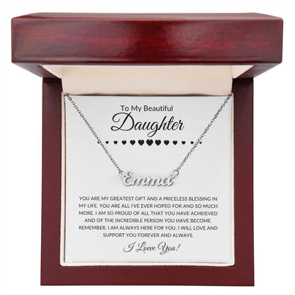 To My Beautiful Daughter | Custom Name Necklace | Gift For Daughter